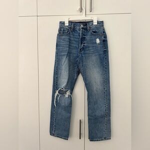 Aeropostale Women’s Blue Ripped Straight Jeans